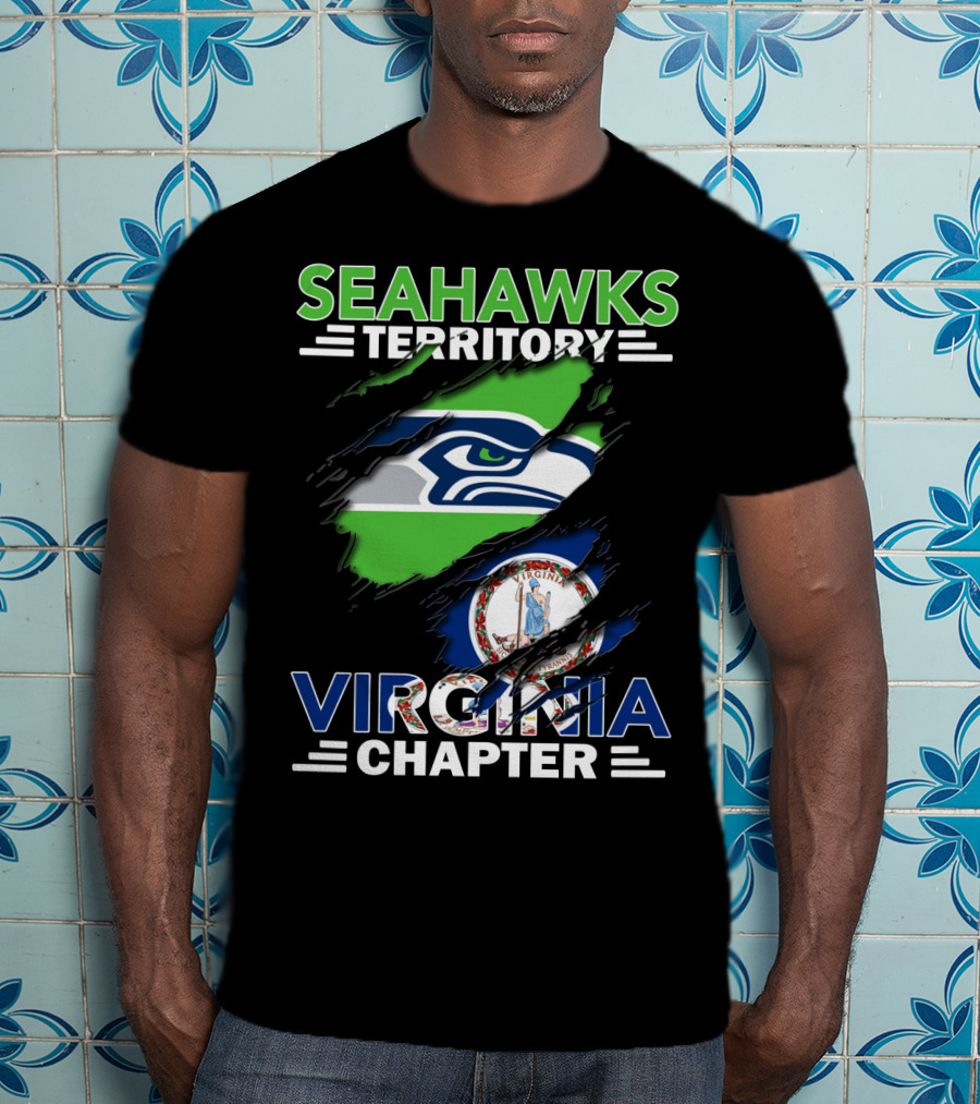 Seahawks Territory Virginia Chapter Logo With Virginia State Flag Integration T-Shirt