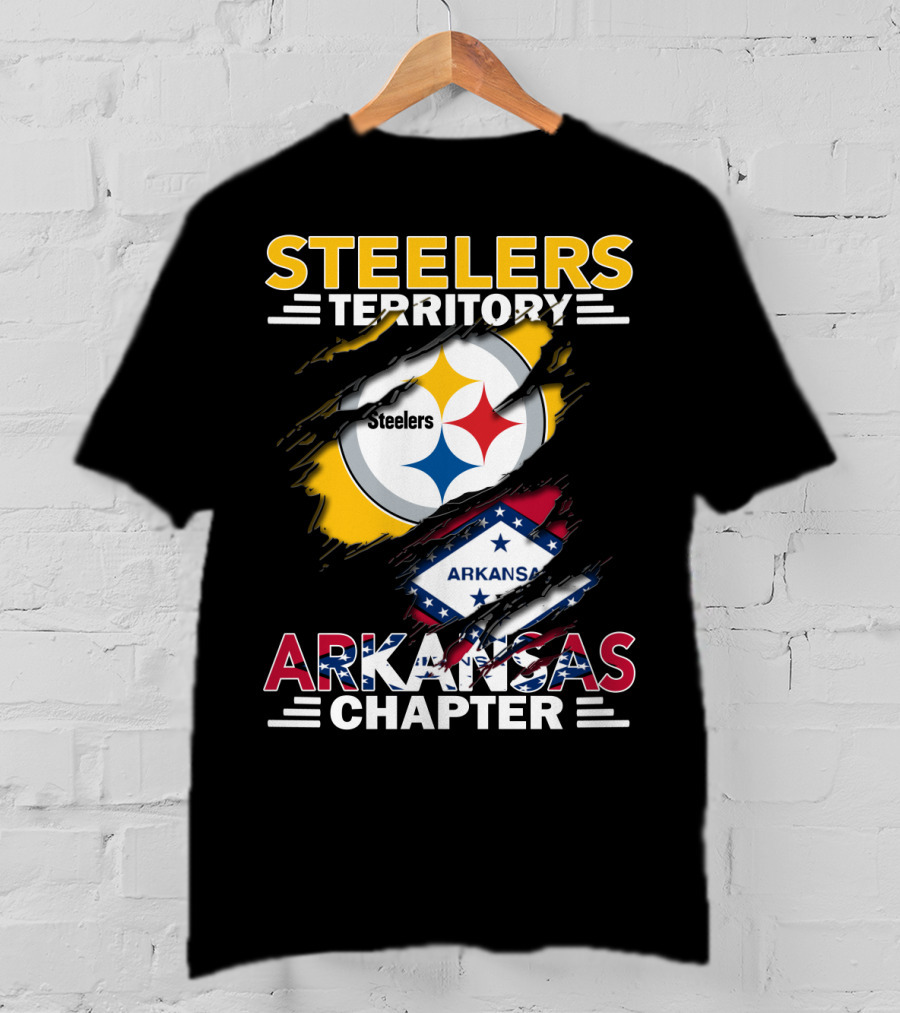 Steelers Territory Arkansas Chapter Steelers Logo Arkansas Flag T-Shirt