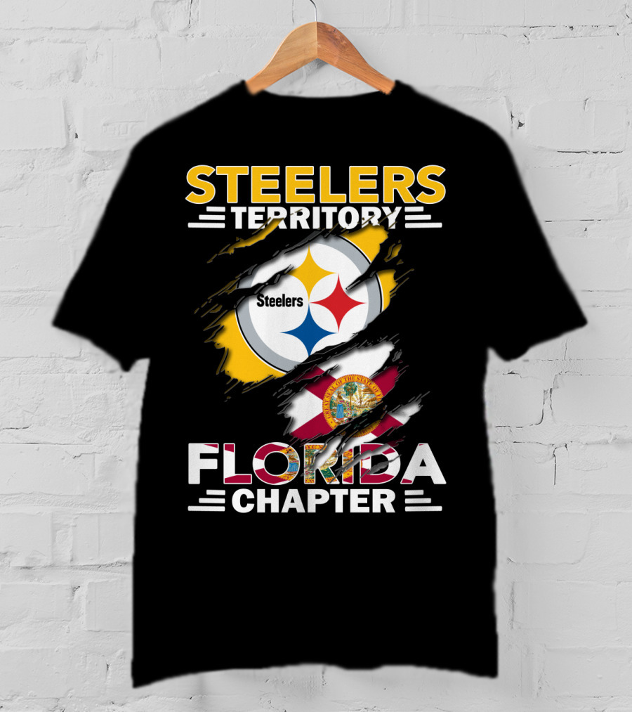Steelers Territory Florida Chapter Steelers Logo State Flag Coordination T-Shirt
