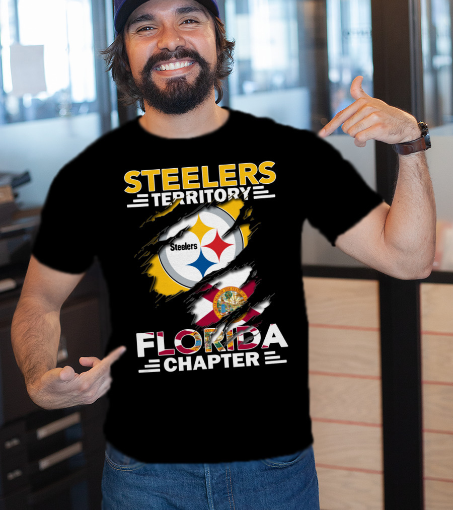 Steelers Territory Florida Chapter Steelers Logo State Flag Coordination T-Shirt