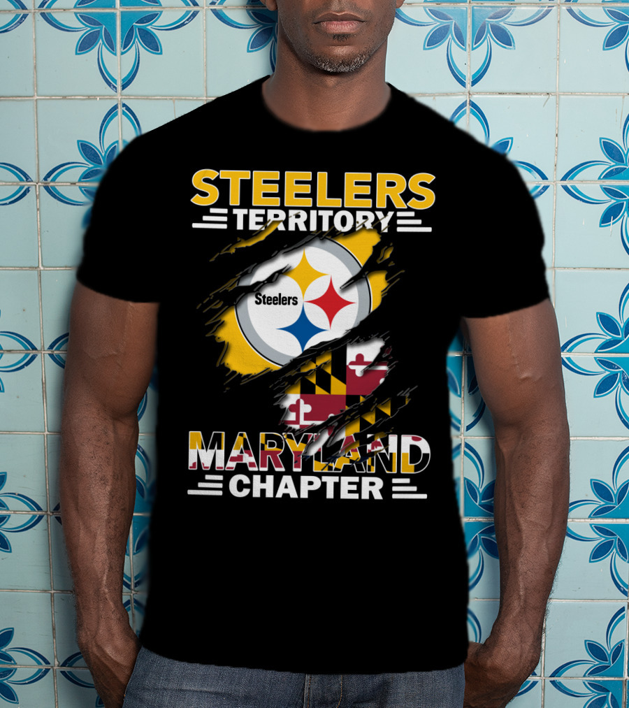 Steelers Territory Maryland Chapter Steelers Logo Maryland Flag T-Shirt