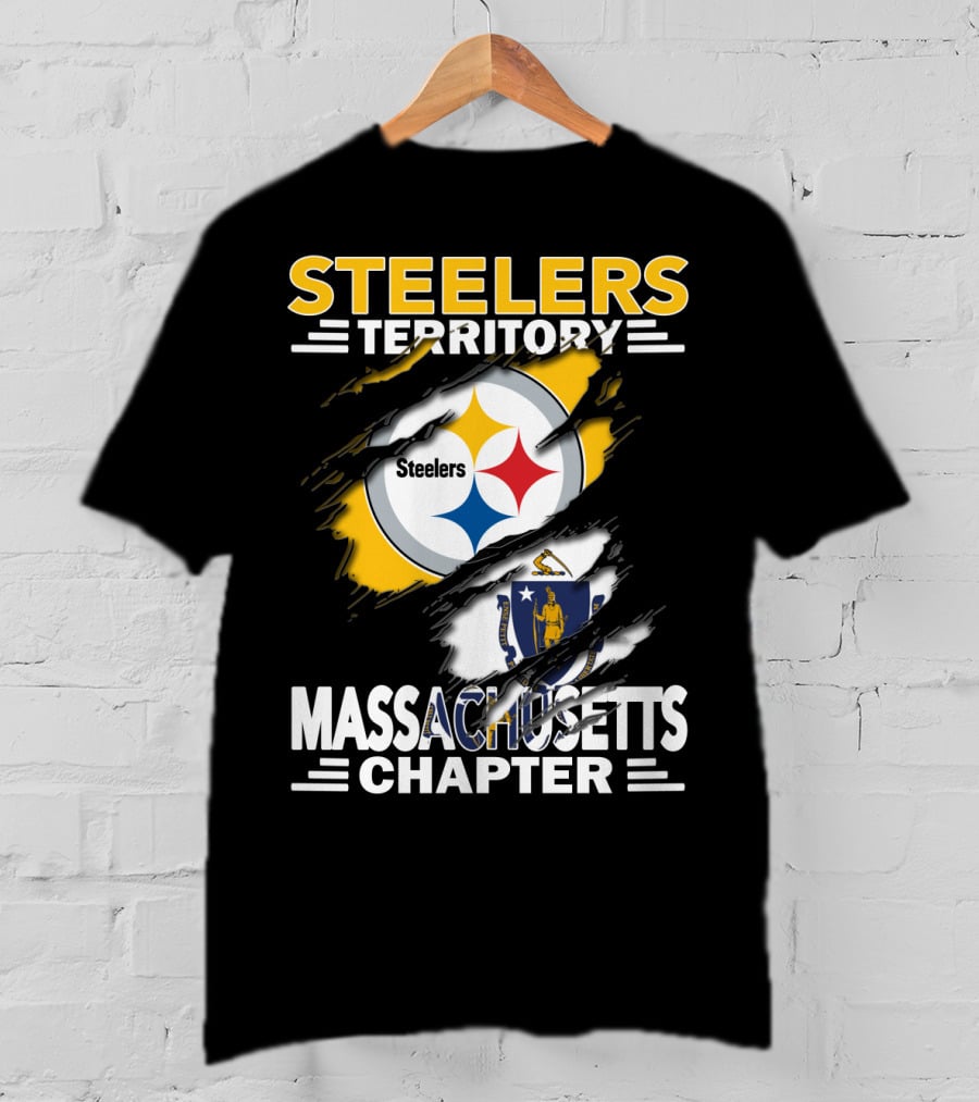 Steelers Territory Massachusetts Chapter Logo With Massachusetts Flag And Steelers Emblem T-Shirt