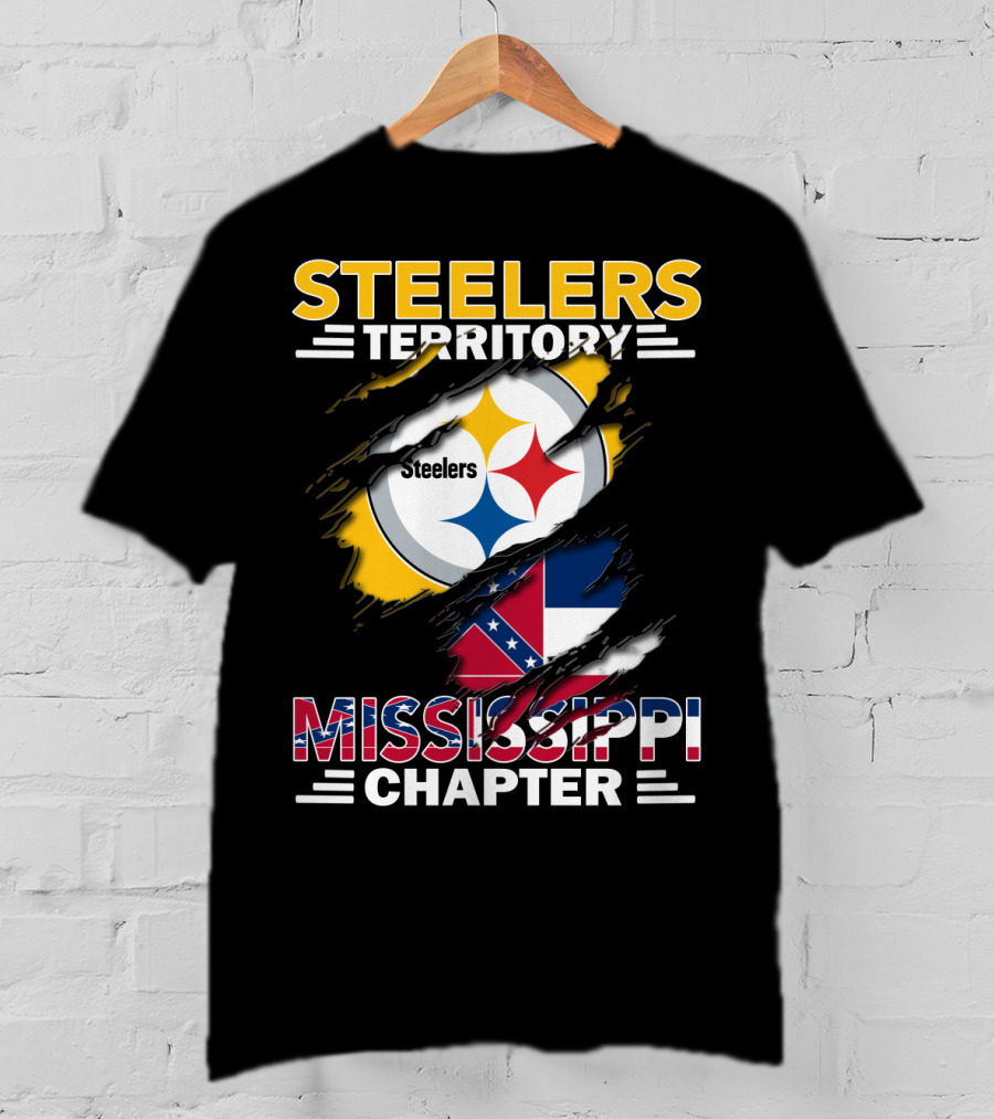 Steelers Territory Mississippi Chapter Steel Logo And Flag T-Shirt
