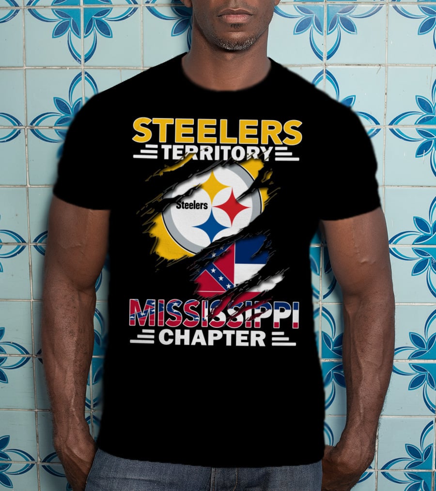 Steelers Territory Mississippi Chapter Steel Logo And Flag T-Shirt