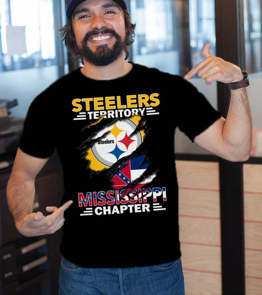 Steelers Territory Mississippi Chapter Steel Logo And Flag T-Shirt