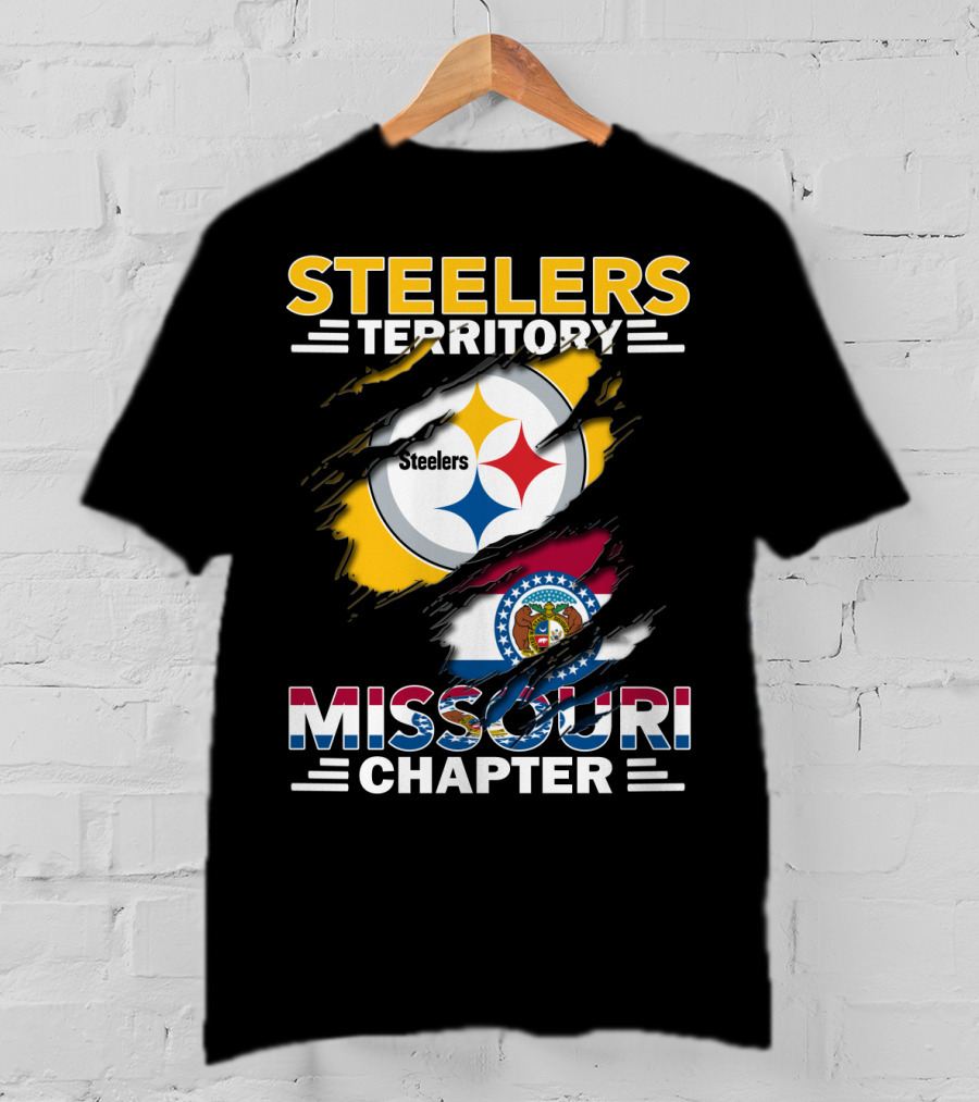 Steelers Territory Missouri Chapter Emblem With State Flag T-Shirt
