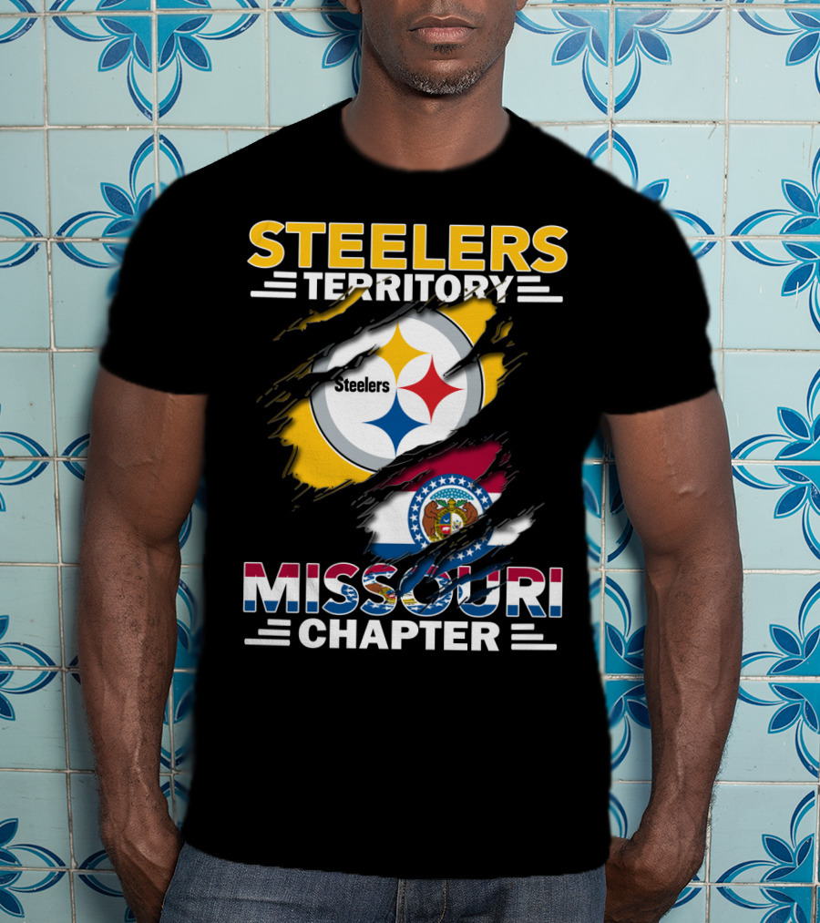 Steelers Territory Missouri Chapter Emblem With State Flag T-Shirt