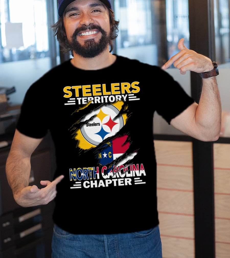 Steelers Territory North Carolina Chapter Steelers Logo And North Carolina Flag T-Shirt