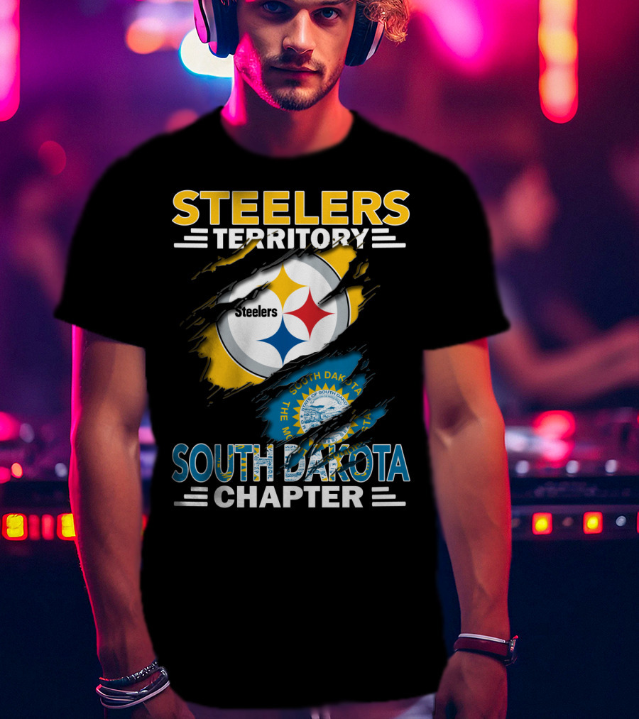 Steelers Territory South Dakota Chapter Ripped Flag T-Shirt