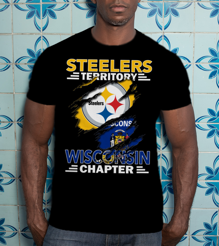 Steelers Territory Wisconsin Chapter Fans With State Flag And Team T-Shirt