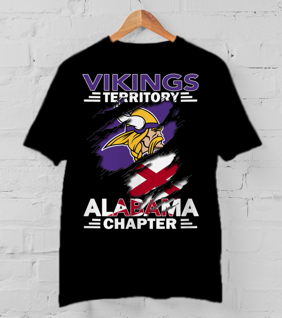 Vikings Territory Alabama Chapter Norse Warrior Emblem With Alabama State Flag T-Shirt