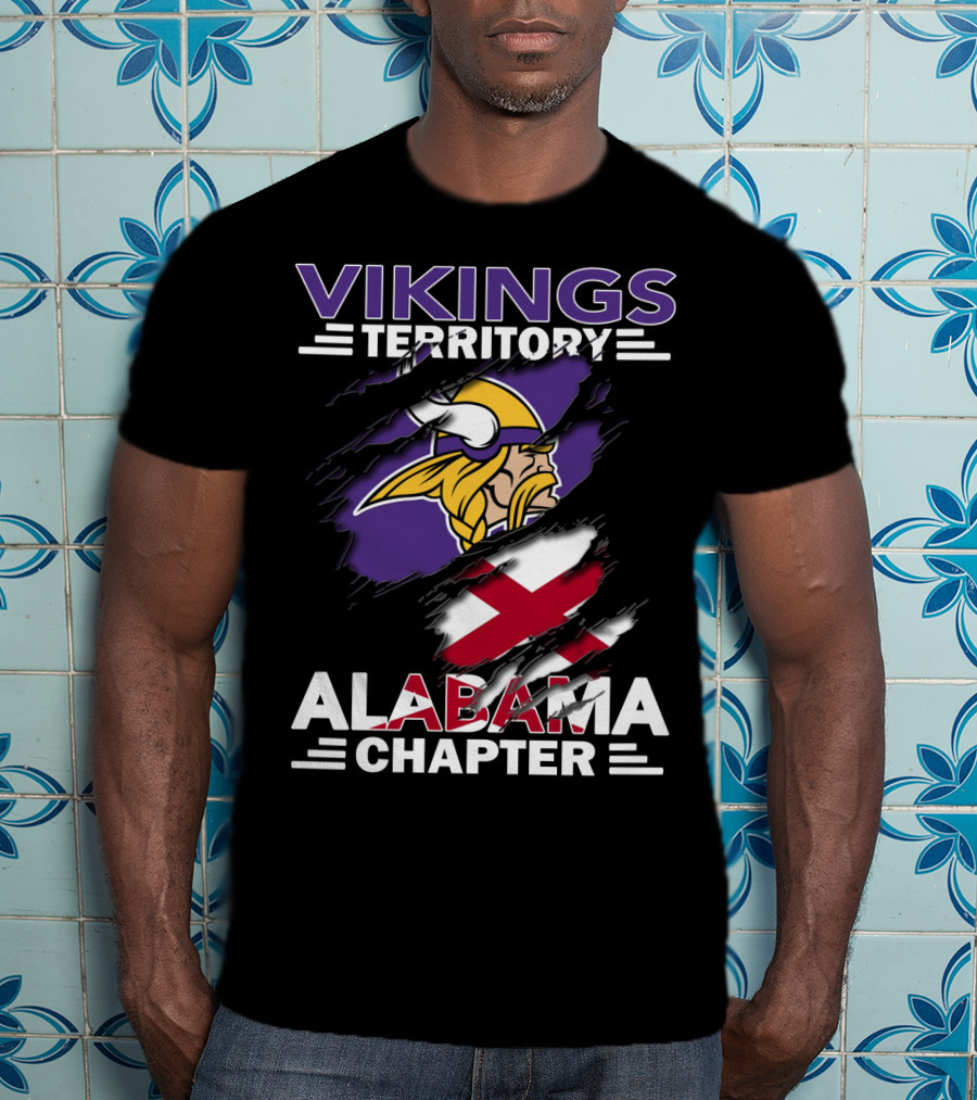 Vikings Territory Alabama Chapter Norse Warrior Emblem With Alabama State Flag T-Shirt