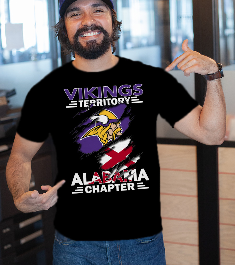 Vikings Territory Alabama Chapter Norse Warrior Emblem With Alabama State Flag T-Shirt