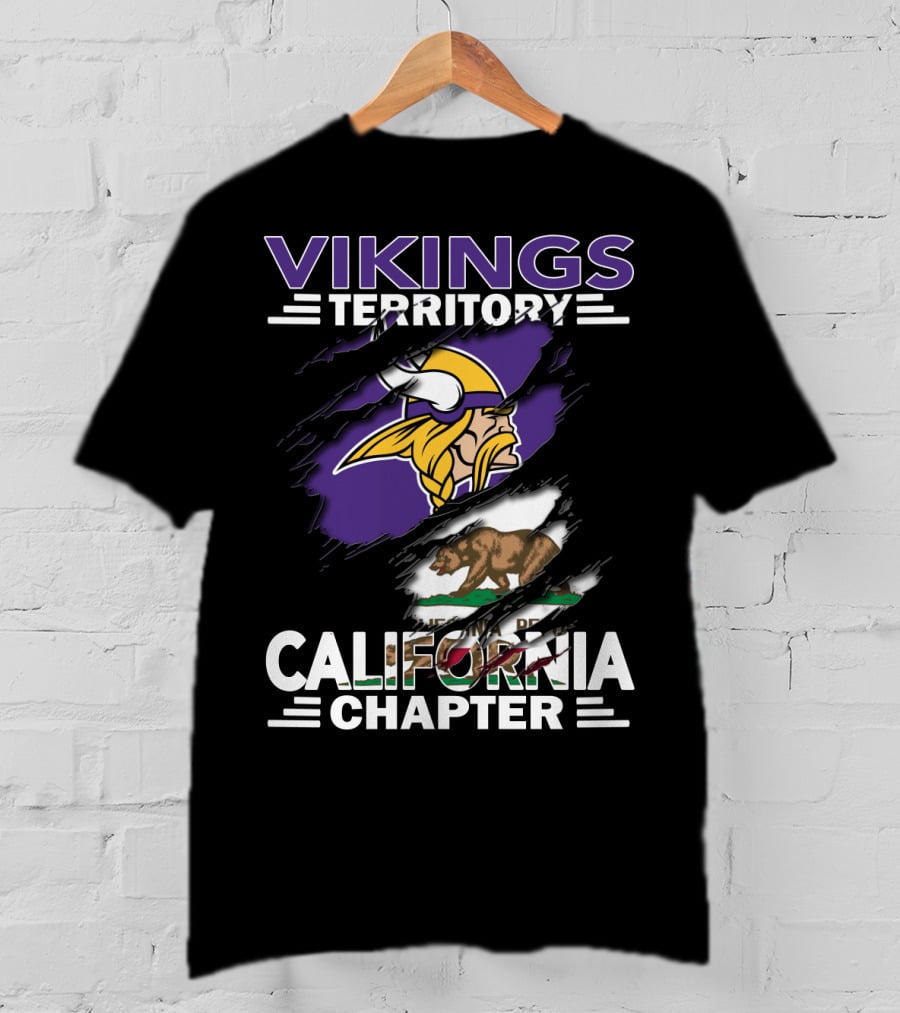 Vikings Territory California Chapter With Logo And Bear Flag Elements T-Shirt