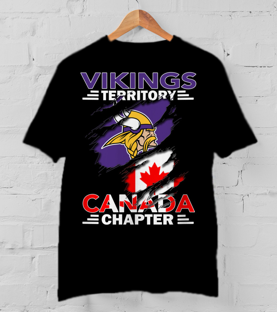 Vikings Territory Canada Chapter Canadian Flag And Viking Head T-Shirt