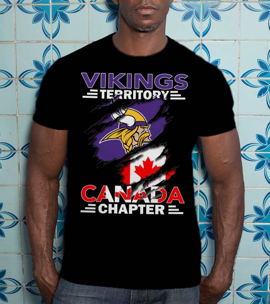Vikings Territory Canada Chapter Canadian Flag And Viking Head T-Shirt