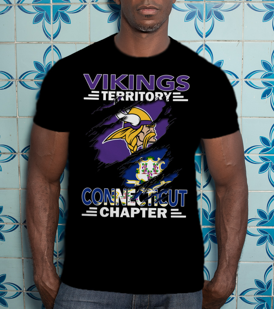 Vikings Territory Connecticut Chapter With Viking And Connecticut State Symbols T-Shirt