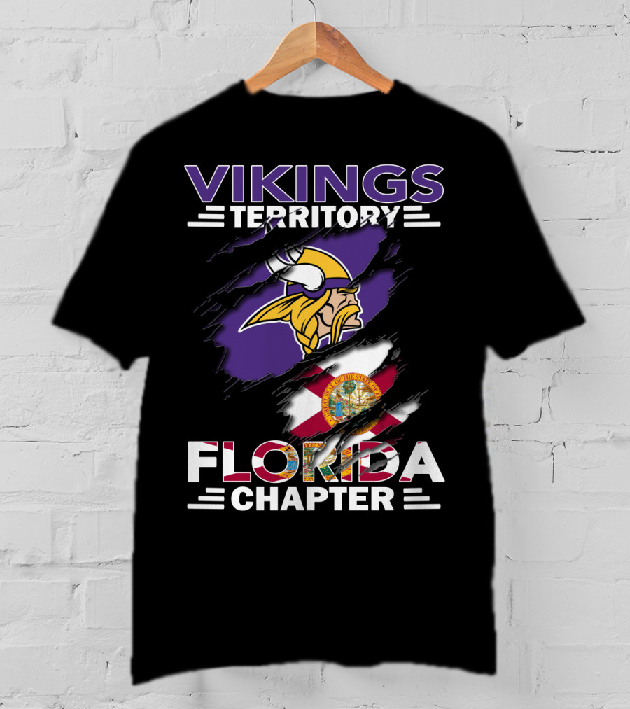 Vikings Territory Florida Chapter With Minnesota Vikings Logo And State T-Shirt