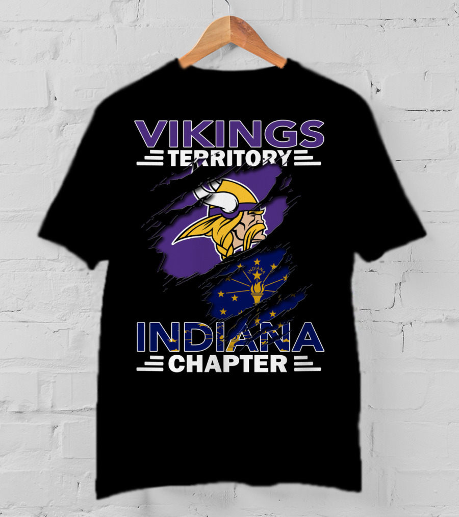 Vikings Territory Indiana Chapter Viking Helmet Indiana Flag T-Shirt