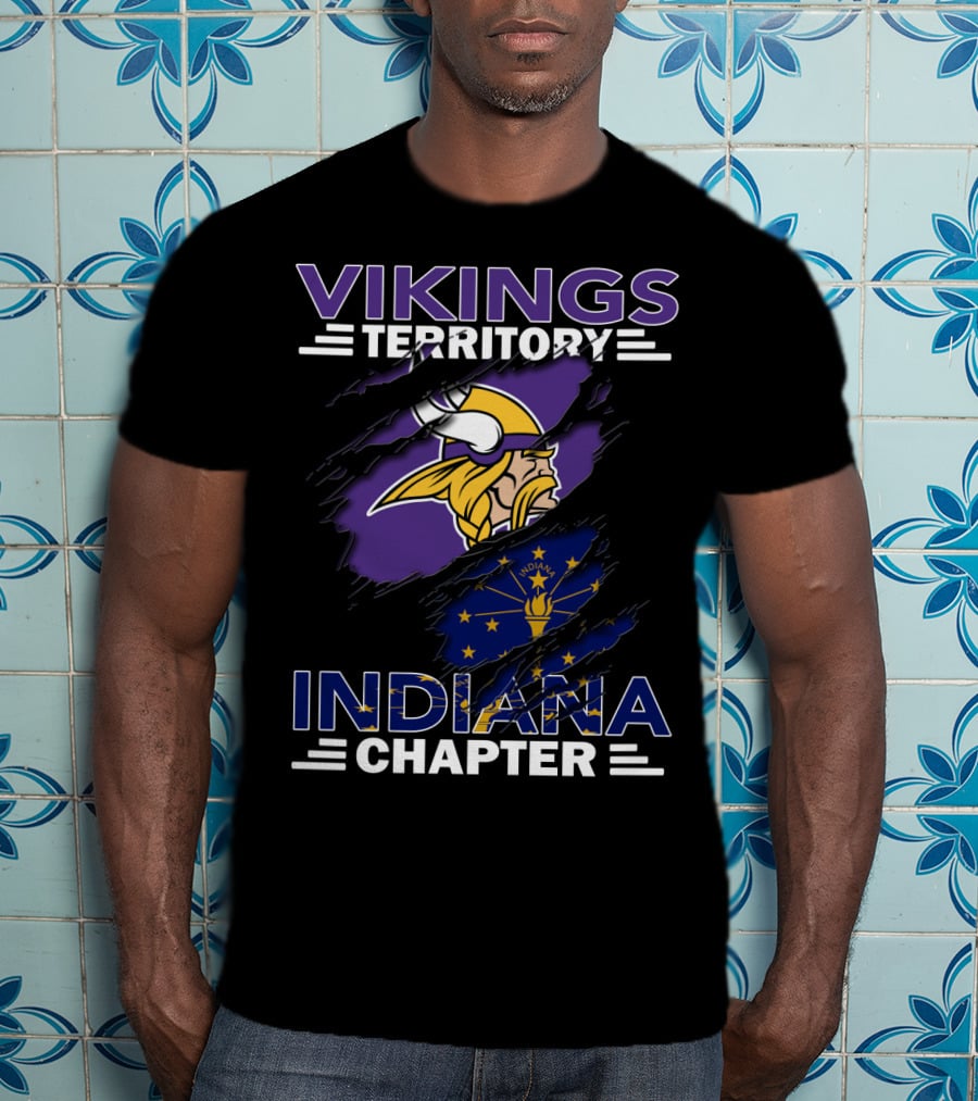 Vikings Territory Indiana Chapter Viking Helmet Indiana Flag T-Shirt