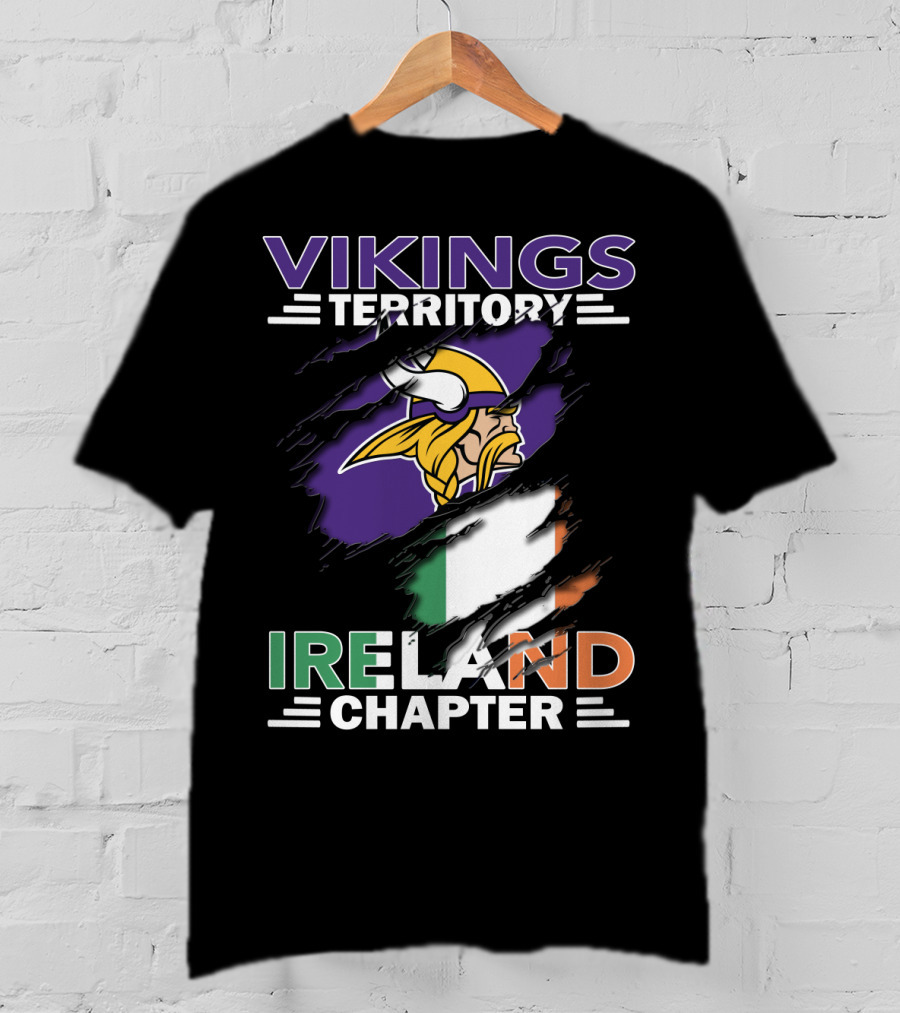 Vikings Territory Ireland Chapter Viking Logo Irish Flag T-Shirt