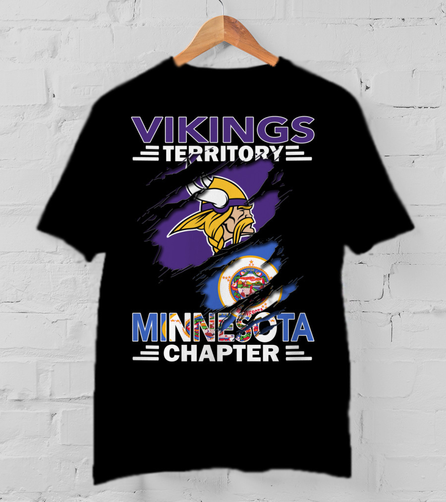 Vikings Territory Minnesota Chapter NFL Fan Logo With State Emblem T-Shirt
