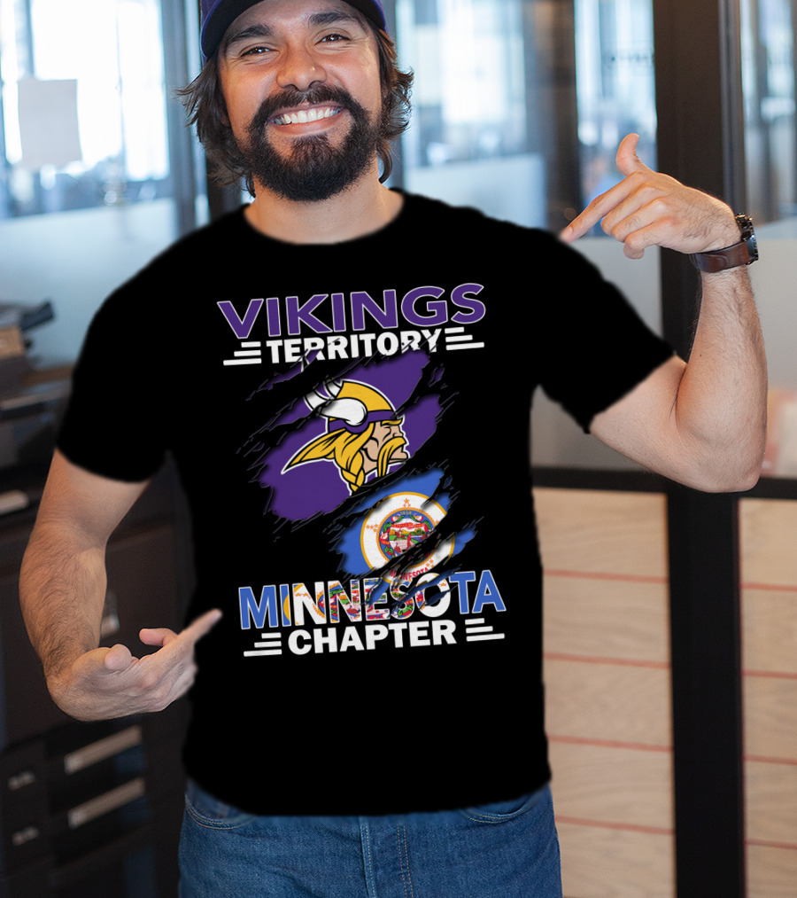 Vikings Territory Minnesota Chapter NFL Fan Logo With State Emblem T-Shirt