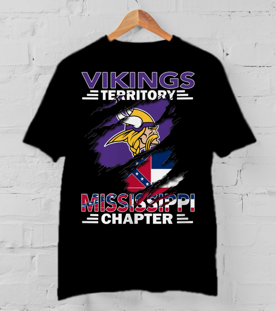 Vikings Territory Mississippi Chapter Nordic Warrior Symbol And Southern Flag Fusion T-Shirt