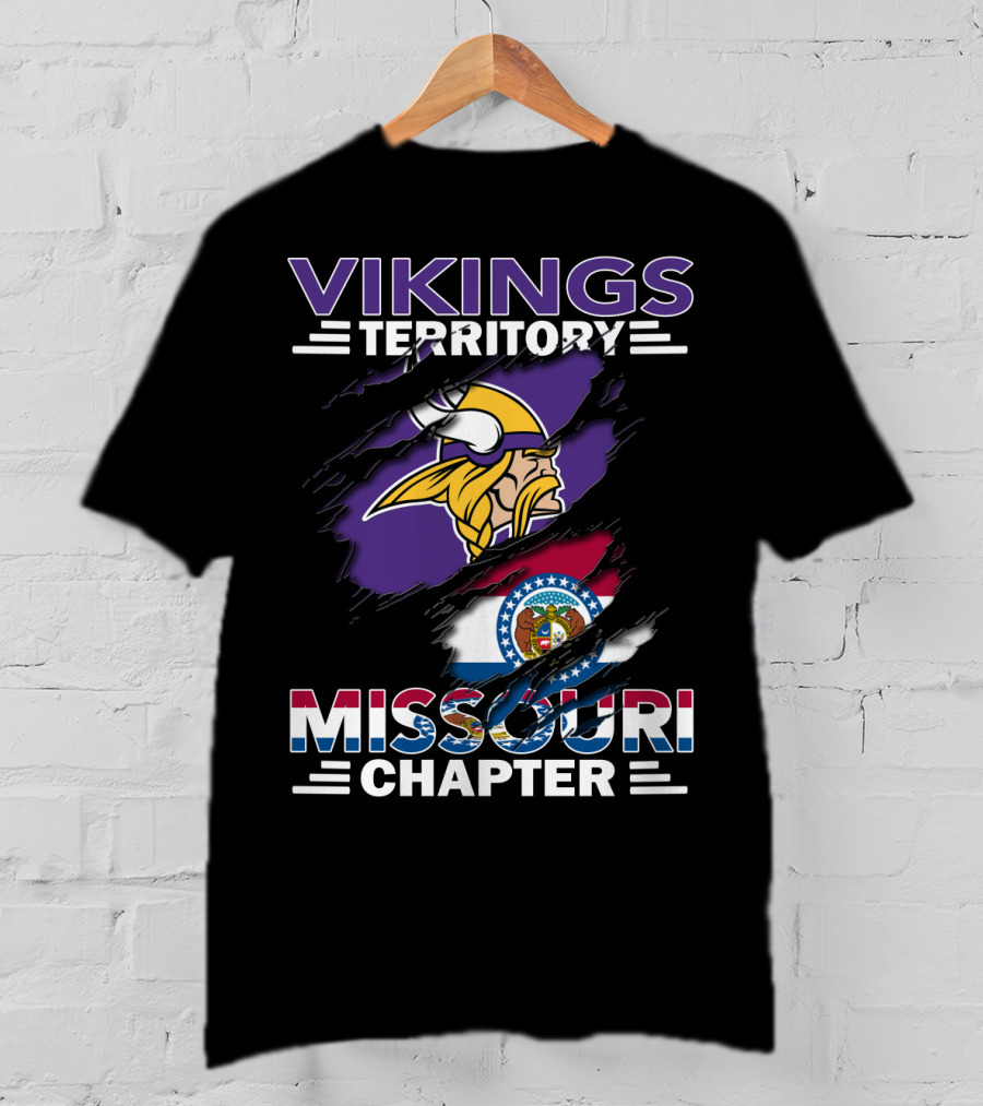 Vikings Territory Missouri Chapter Nordic Warrior With State Pride T-Shirt