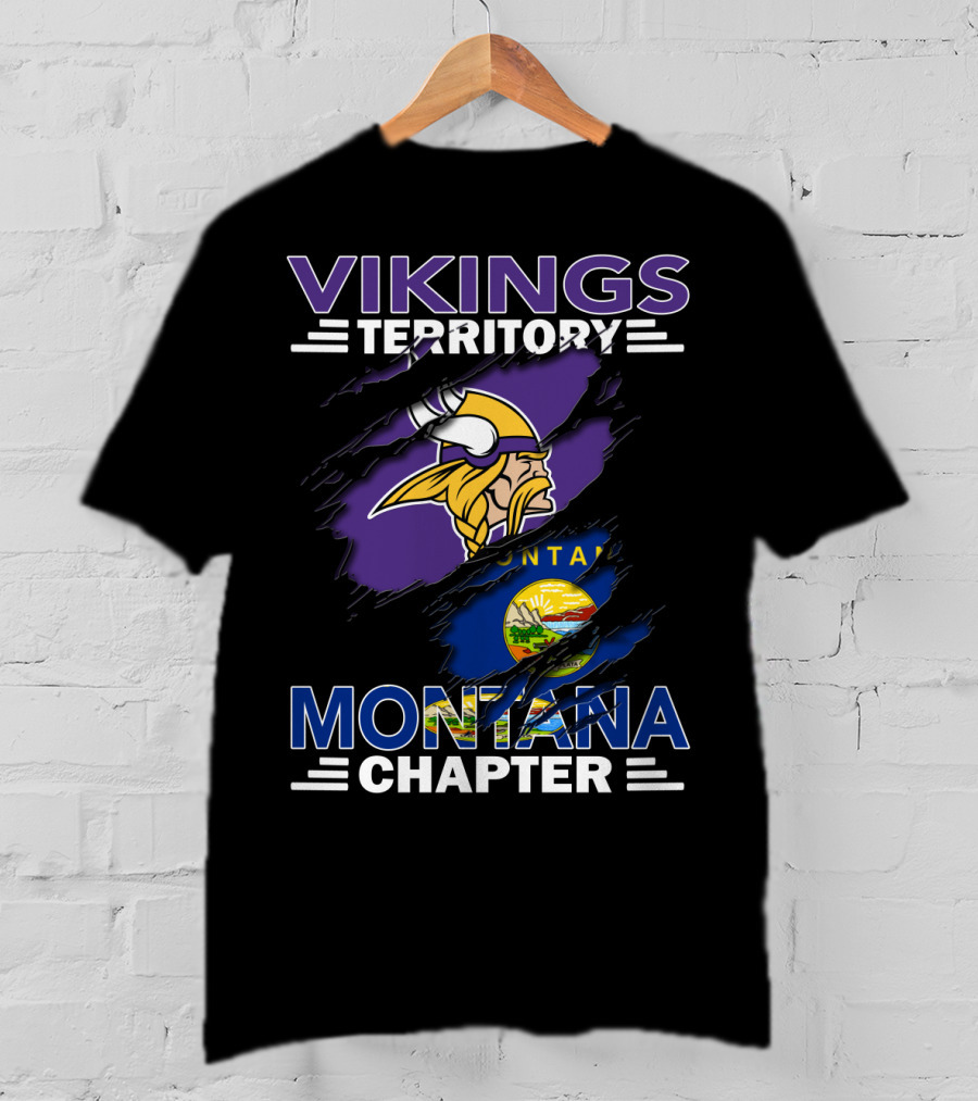 Vikings Territory Montana Chapter NFL Fan Club Minnesota Football Flag Fusion T-Shirt