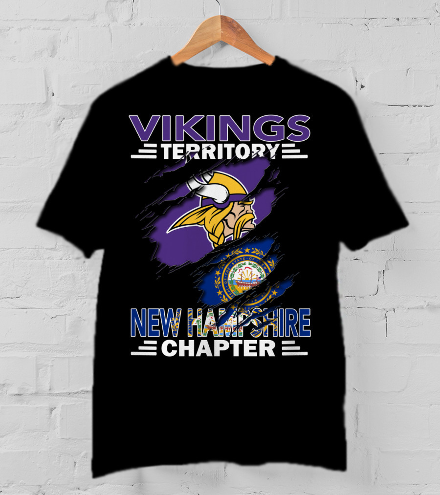 Vikings Territory New Hampshire Chapter Emblem With Viking Helmet And State Seal T-Shirt