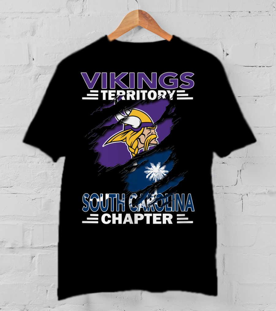 Vikings Territory South Carolina Chapter Sports Fan Logo With Iconic Viking And Palmetto T-Shirt