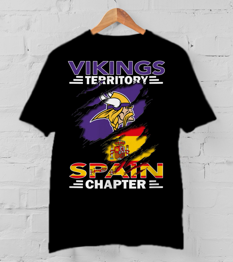 Vikings Territory Spain Chapter Vikings Logo Spain Flag T-Shirt