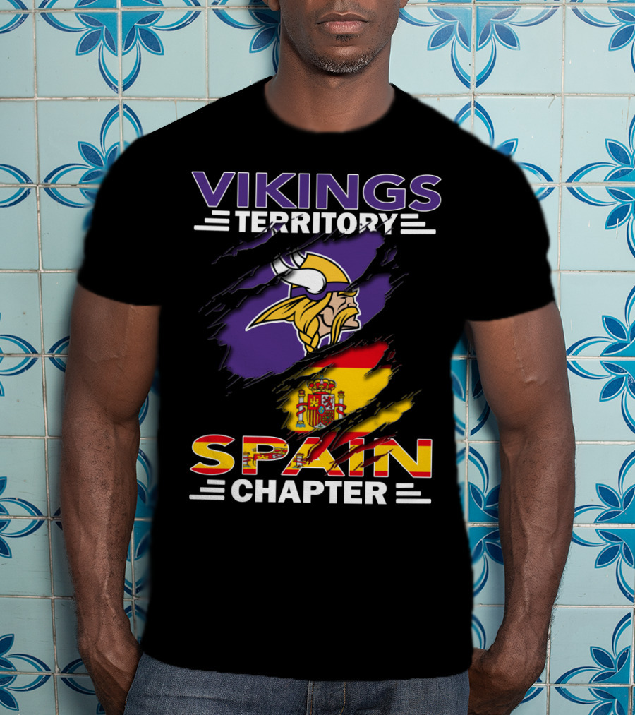 Vikings Territory Spain Chapter Vikings Logo Spain Flag T-Shirt