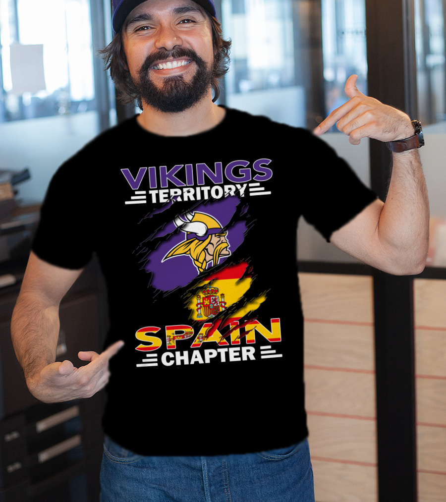 Vikings Territory Spain Chapter Vikings Logo Spain Flag T-Shirt