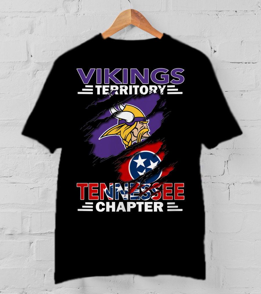 Vikings Territory Tennessee Chapter NFL Vikings And Tennessee Flag Mashup T-Shirt