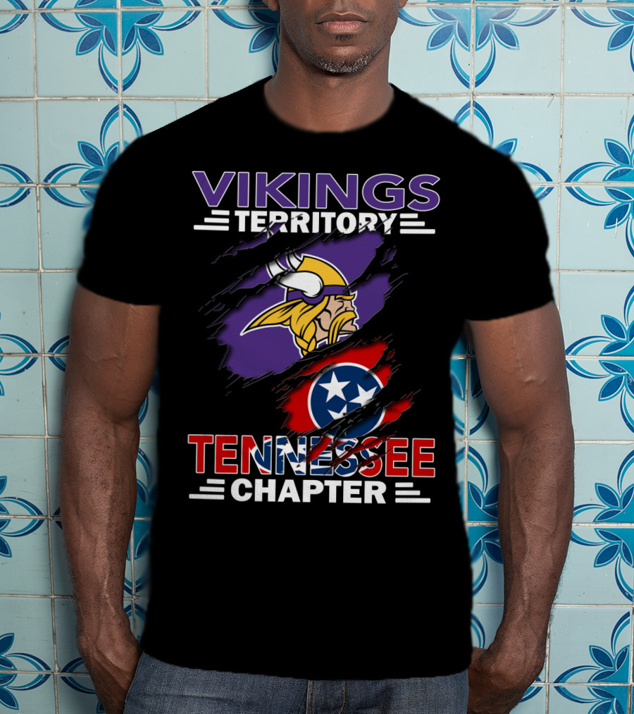 Vikings Territory Tennessee Chapter NFL Vikings And Tennessee Flag Mashup T-Shirt