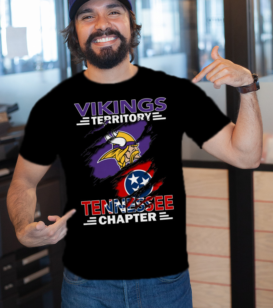 Vikings Territory Tennessee Chapter NFL Vikings And Tennessee Flag Mashup T-Shirt