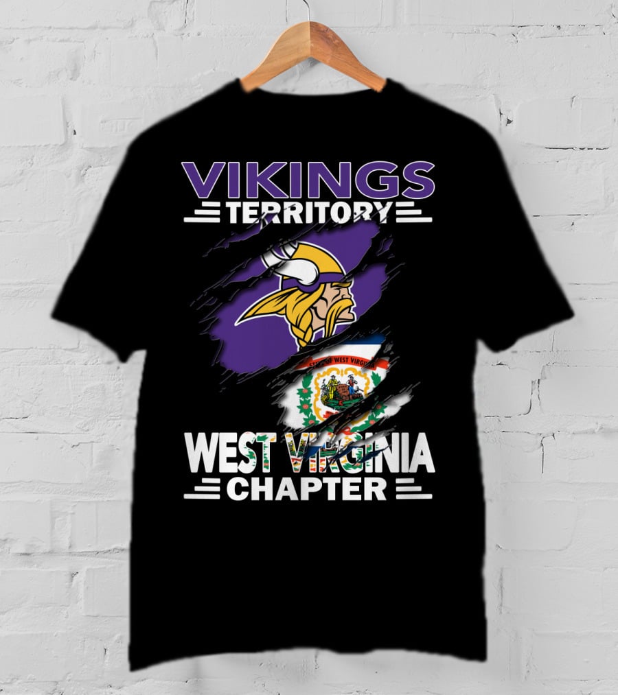 Vikings Territory West Virginia Chapter Flag And Viking Helmet T-Shirt
