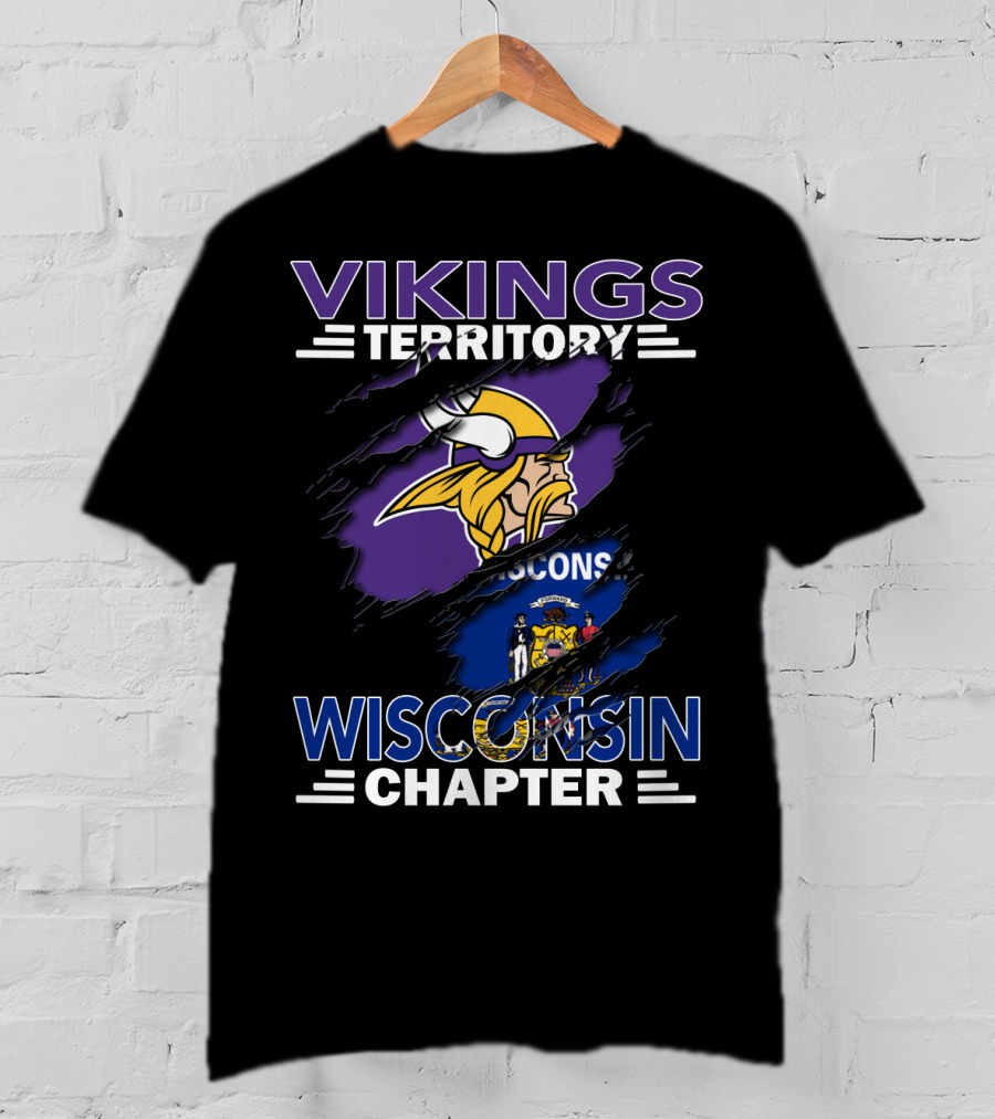 Vikings Territory Wisconsin Chapter Flag And Warrior Helmet T-Shirt