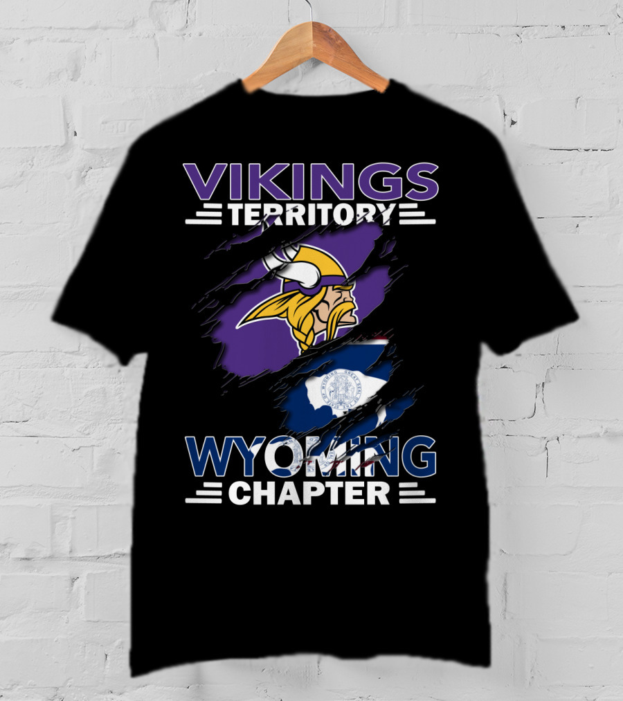 Vikings Territory Wyoming Chapter With Viking Helmet And Wyoming Flag Elements T-Shirt