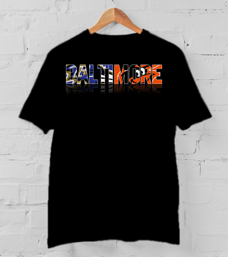 Baltimore City Ravens Orioles Lettering T-Shirt