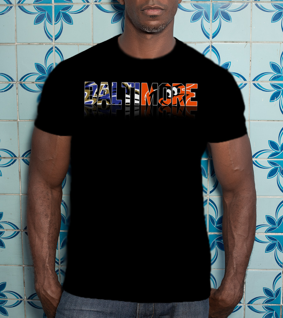 Baltimore City Ravens Orioles Lettering T-Shirt