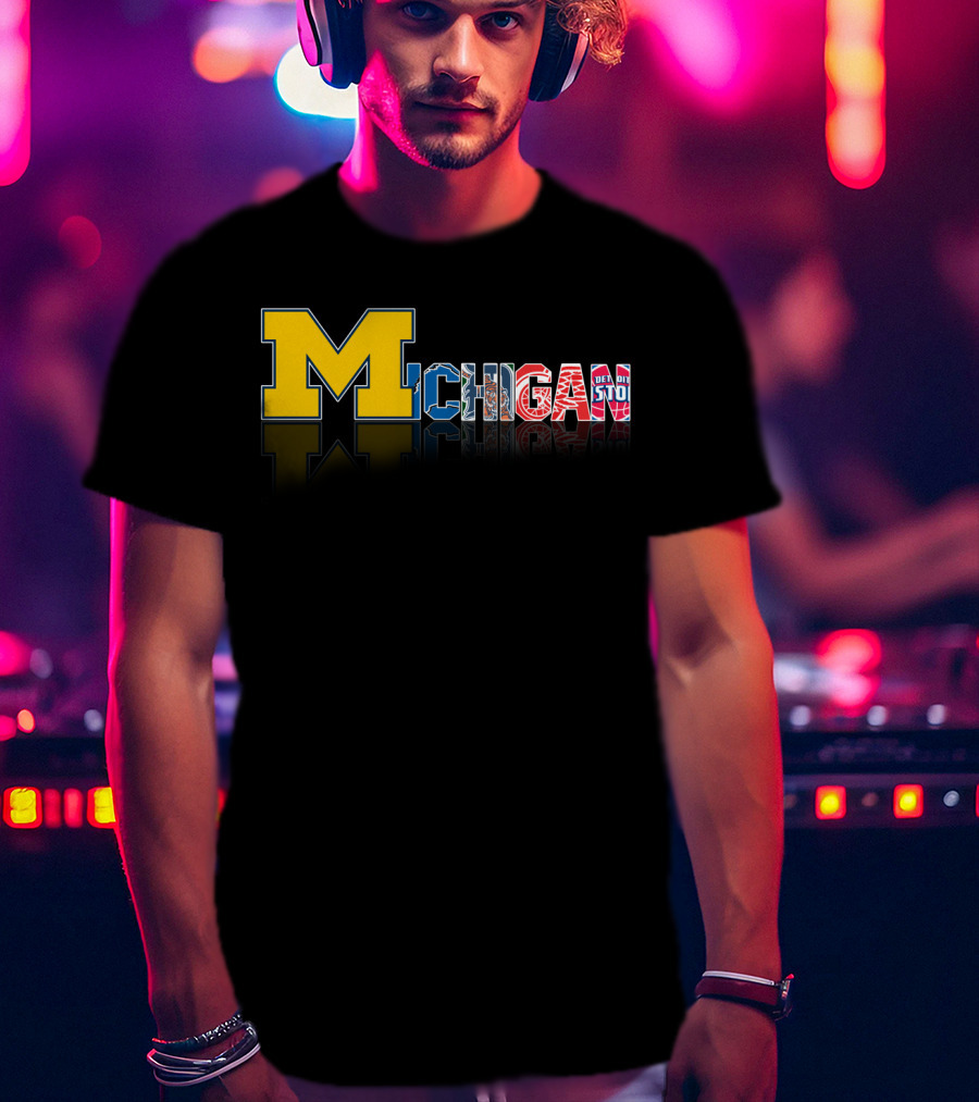 Michigan Wolverines Detroit Pistons Red Wings Lions Tigers T-Shirt
