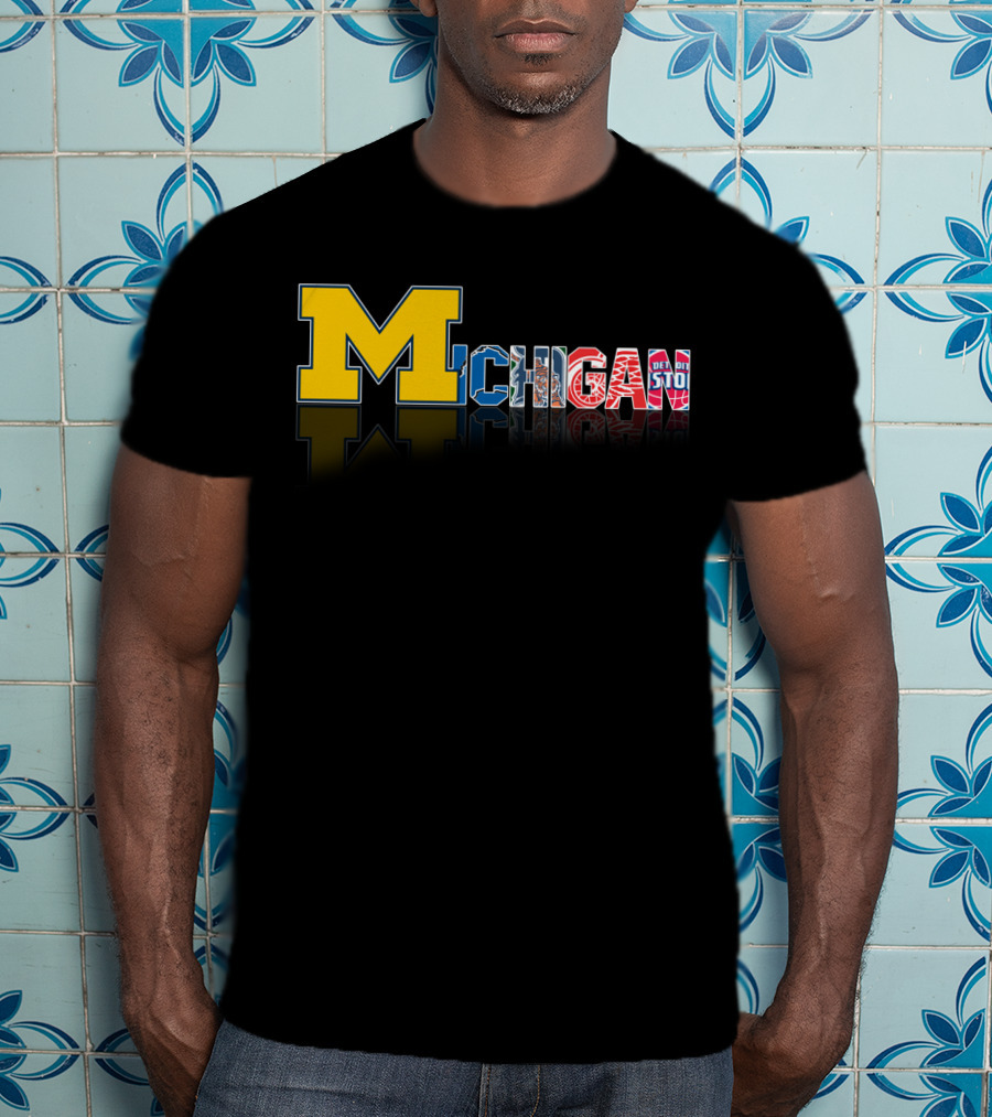 Michigan Wolverines Detroit Pistons Red Wings Lions Tigers T-Shirt