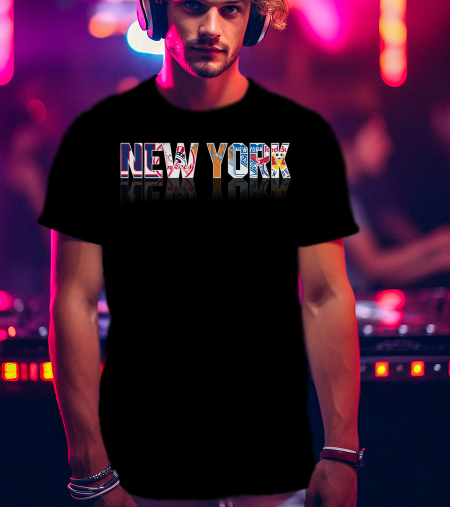 New York Yankees Mets Rangers Giants Knicks Jets Icons T-Shirt