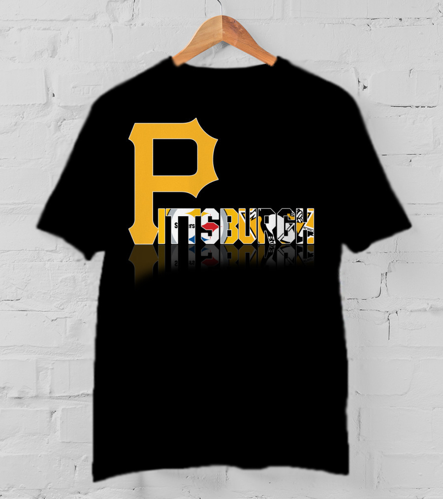 Pittsburgh Steelers Penguins Logos Reflected Contrasts T-Shirt