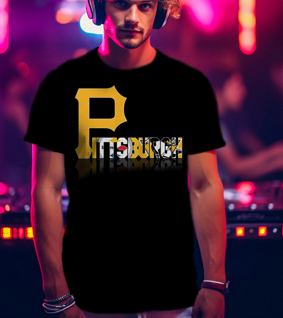 Pittsburgh Steelers Penguins Logos Reflected Contrasts T-Shirt
