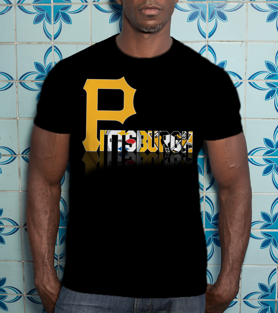 Pittsburgh Steelers Penguins Logos Reflected Contrasts T-Shirt