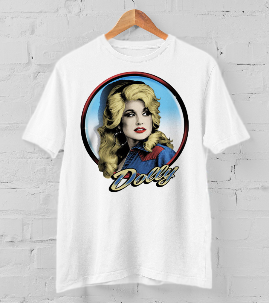 Dolly Parton Retro Portrait Blue Circle T-Shirt